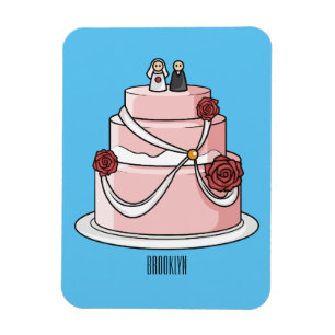 Ímã Ilustração de desenho de bolo de casamento