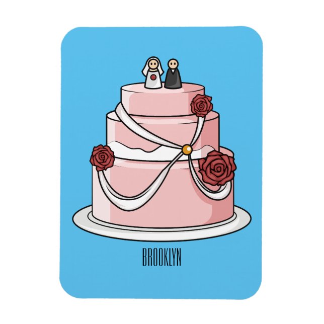 Ímã Ilustração de desenho de bolo de casamento (Vertical)