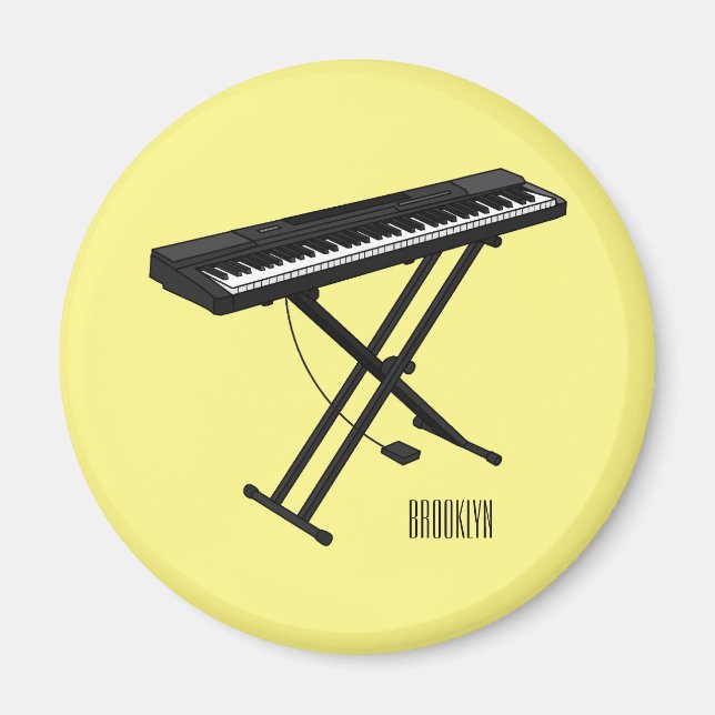 Imã Ilustração de desenho de piano de teclado (Frente)