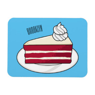 Ímã Ilustração de desenho do bolo de veludo vermelho