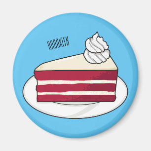 Imã Ilustração de desenho do bolo de veludo vermelho
