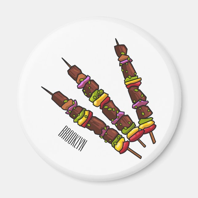 Imã Ilustração de desenho do Kebab ou kabob (Frente)