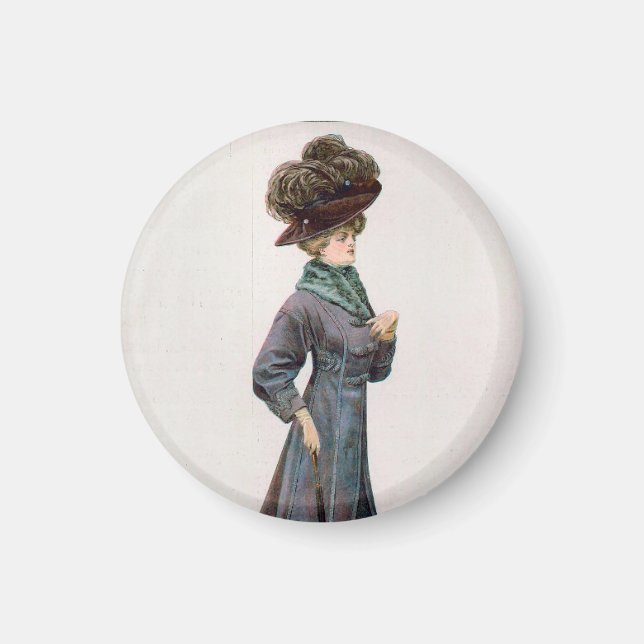 Imã Ilustração de design de moda feminina vintage  (Frente)