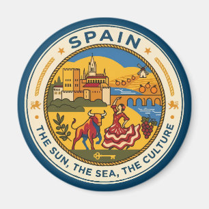 Imã Ilustração de Espanha Emblema de Viagem Arte