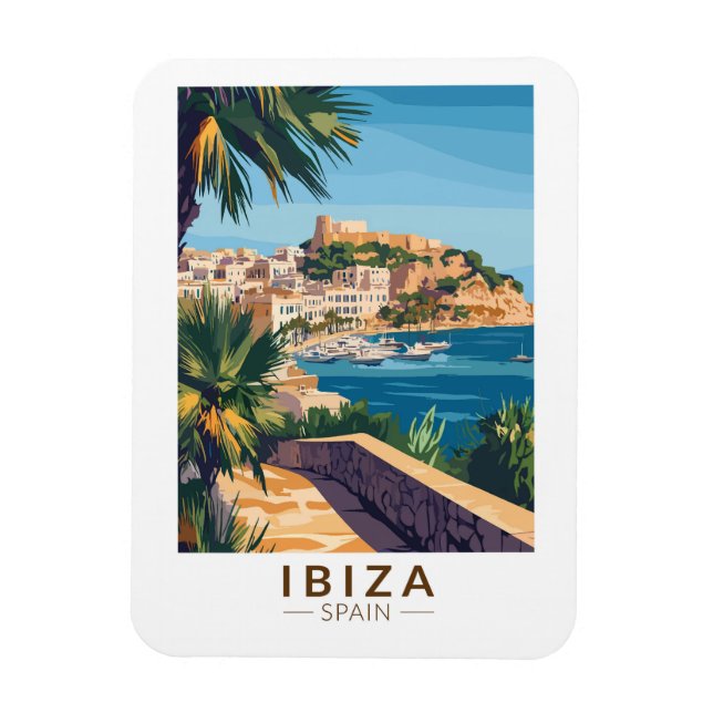Ímã Ilustração de Espanha Ibiza Vintage (Vertical)