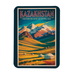 Ímã Ilustração de Estepes do Cazaquistão Arte de Viage