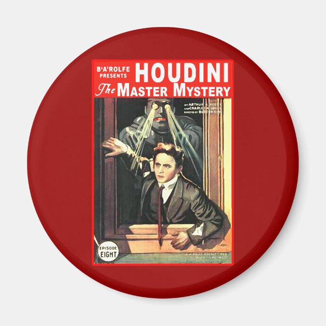 Imã Ilustração de Estilo de Ficção Pulp Harry Houdini (Frente)