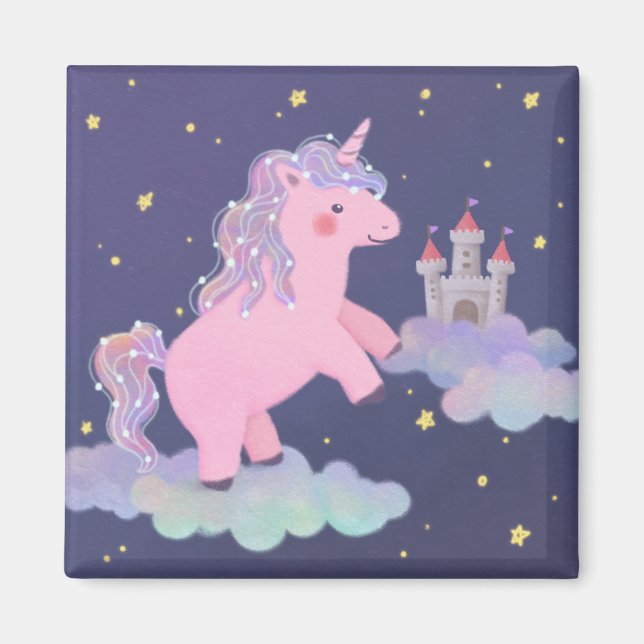 Imã Ilustração de Fantasia de Sonho do Unicórnio (Frente)