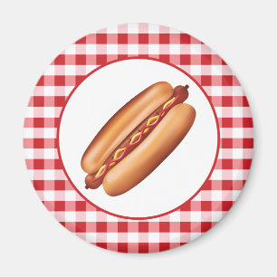Imã Ilustração de Fast Food de Cachorro Quente em Xadr