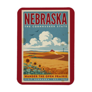 Ímã Ilustração de Fazenda da Pradaria de Nebraska Arte