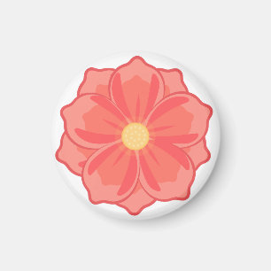 Imã Ilustração de flor cor-de-rosa coral minimalista