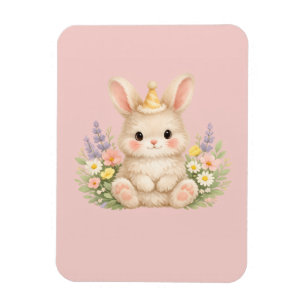 Ímã Ilustração de Flor Silvestre Coelhinho Pastel