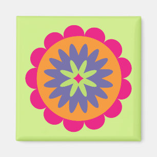 Imã ilustração de formas florais laranja e rosa