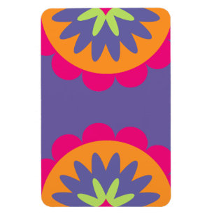 Ímã ilustração de formas florais laranja e rosa