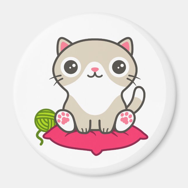Imã Ilustração de Gatinho de Cute (Frente)