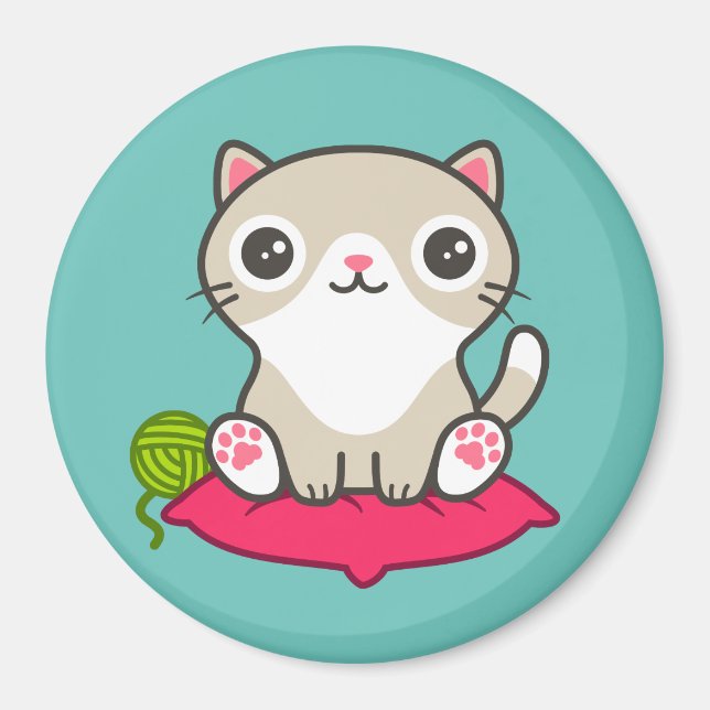 Imã Ilustração de Gatinho de Cute (Frente)