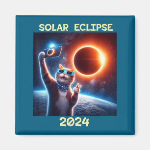 Imã Ilustração de Gato com Eclipse Solar