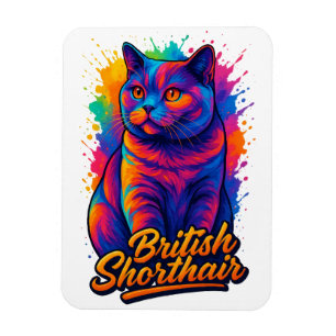 Ímã Ilustração de Gato de Pop de Arte Curta Britânica