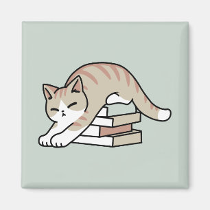 Imã Ilustração de Gato do Livro ao Longo - Enrolada e 