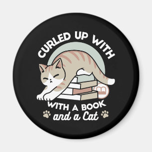 Imã Ilustração de Gato do Livro ao Longo - Enrolada e 
