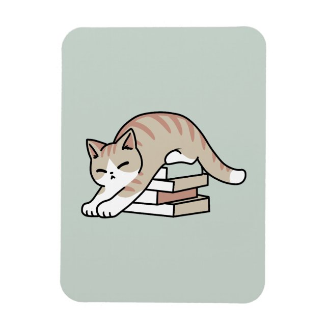 Ímã Ilustração de Gato do Livro ao Longo - Enrolada e  (Vertical)