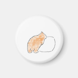 Imã Ilustração de Gato em Aquarela Fofa