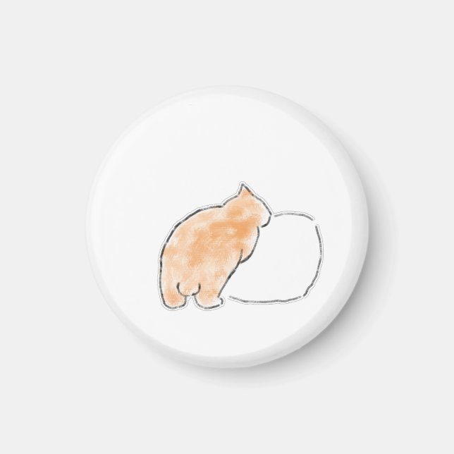 Imã Ilustração de Gato em Aquarela Fofa (Frente)