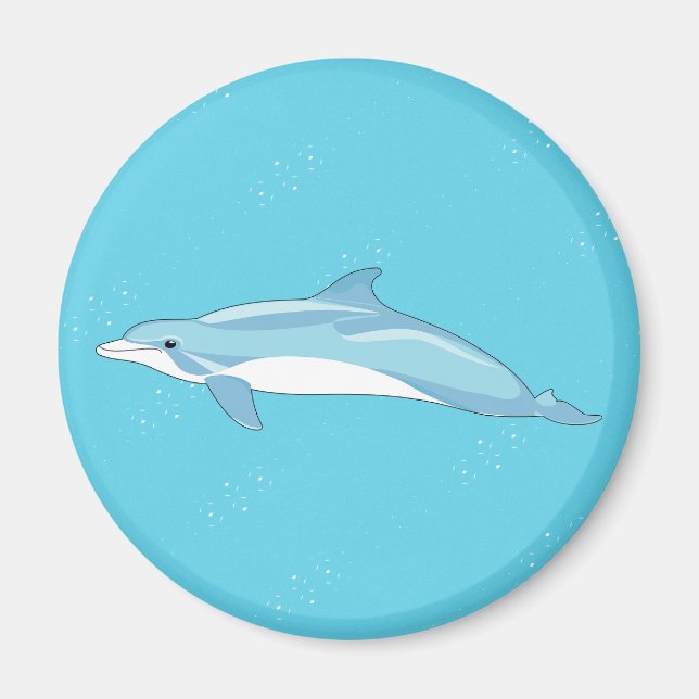Imã Ilustração de Golfinho Azul Design Oceano (Frente)
