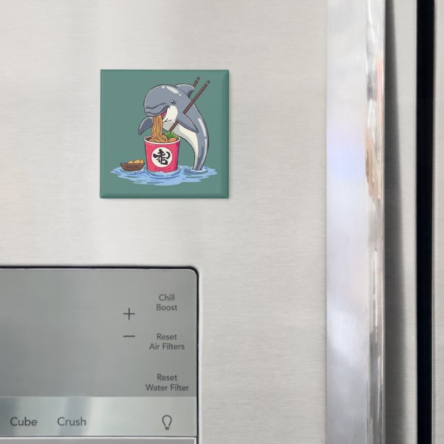 Imã Ilustração de Golfinho Comendo Ramen (In Situ (Fridge))