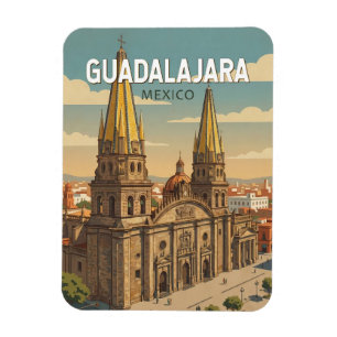 Ímã Ilustração de Guadalajara México Arte de Viagem Vi