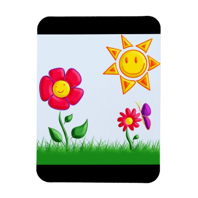 Ímã Ilustração de jardim ensolarado (Vertical)