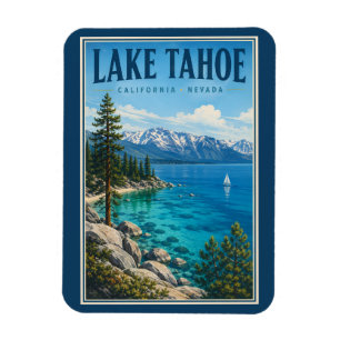 Ímã Ilustração de Lake Tahoe Califórnia Nevada Viagem