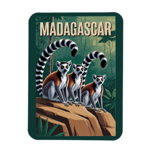 Ímã Ilustração de lêmures de Madagascar Arte de Viagem