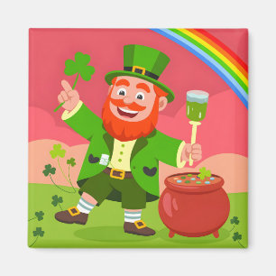 Imã Ilustração de Leprechaun do Dia de São Patrício