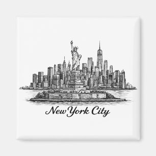Imã Ilustração de Linha do Horizonte de Nova York