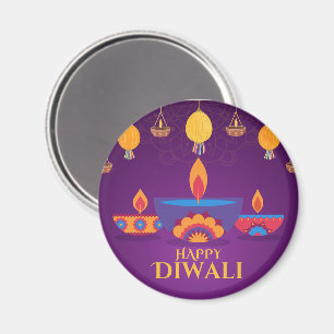 Imã Ilustração de luz Diwali rosa púrpura
