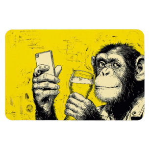 Ímã Ilustração de Macaco Engraçado Tirando Selfie – Ch