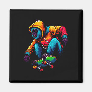 Imã Ilustração de Macaco Uivador Legal e Funky de Skat