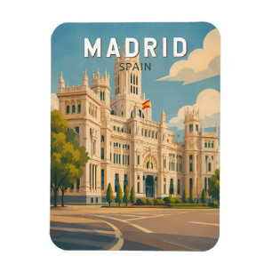 Ímã Ilustração de Madrid Espanha Viagem Arte Vintage