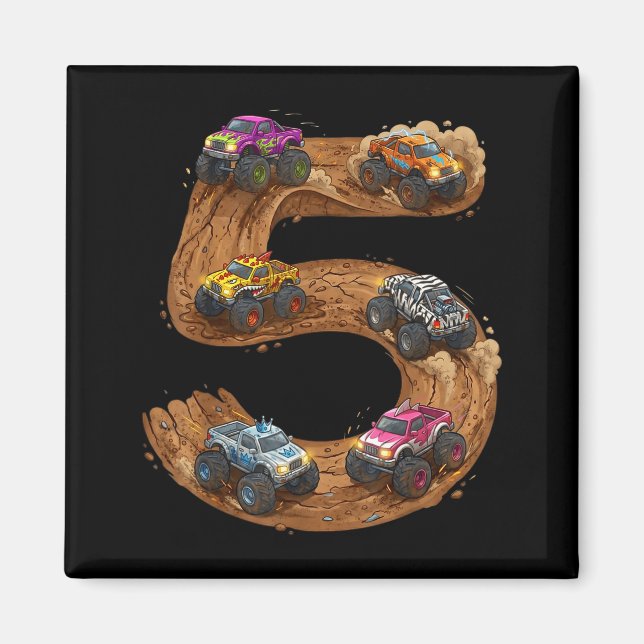 Imã Ilustração de Monstro de Aniversário de Menino de  (Frente)