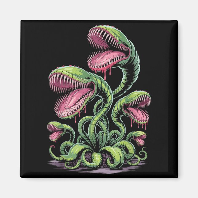 Imã Ilustração de Monstro de Planta Carnívora Com Dent (Frente)