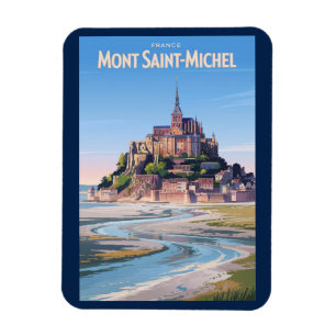 Ímã Ilustração de Mont Saint Michel Arte de Viagem Vin