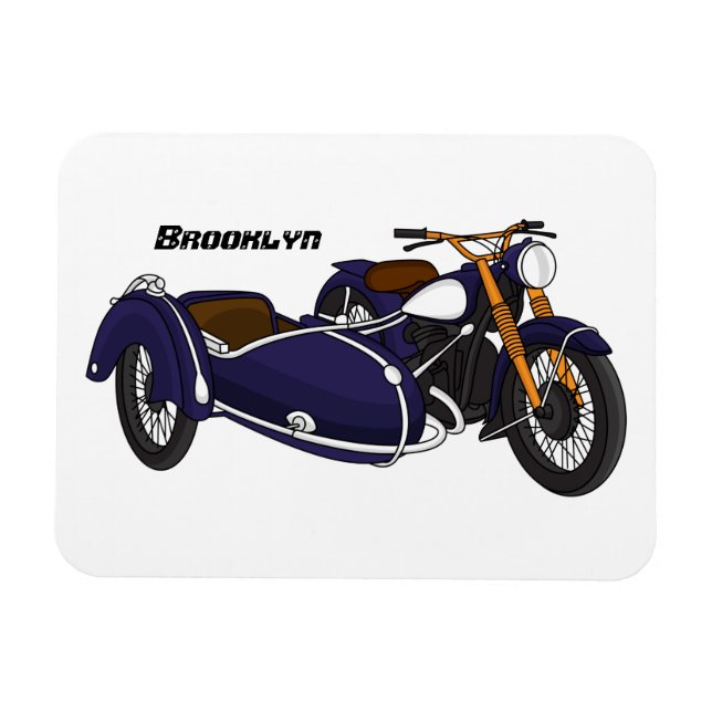 Ímã Ilustração de motocicleta roxa Sidecar (Horizontal)
