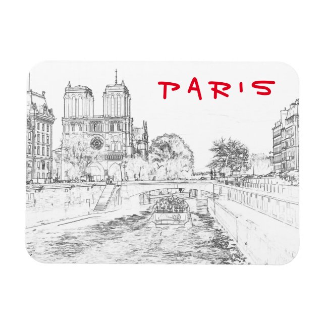 Ímã Ilustração de Notre Dame de Paris (Horizontal)