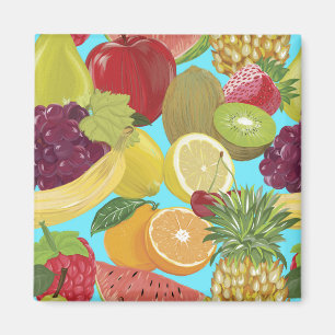 Imã Ilustração de Padrão de Frutas Tropicais Mistas