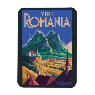 Ímã Ilustração de Paisagem da Romênia Arte de Viagem V