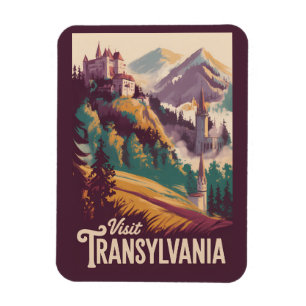 Ímã Ilustração de Paisagem da Transilvânia Arte de Via