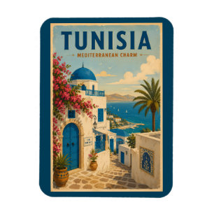 Ímã Ilustração de Paisagem da Tunísia Arte de Viagem V