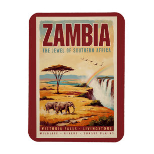 Ímã Ilustração de paisagem da Zâmbia Arte de viagem vi