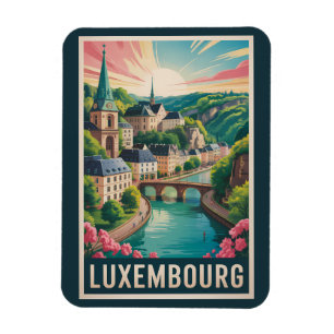 Ímã Ilustração de Paisagem de Luxemburgo Viagem Arte R
